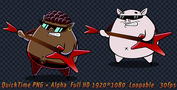 Punk Pig Plays The Guitar On The Stage alt