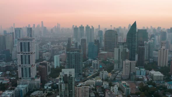 Bangkok Aerial View, Above Sukhumvit and Thonglor District in Thailand