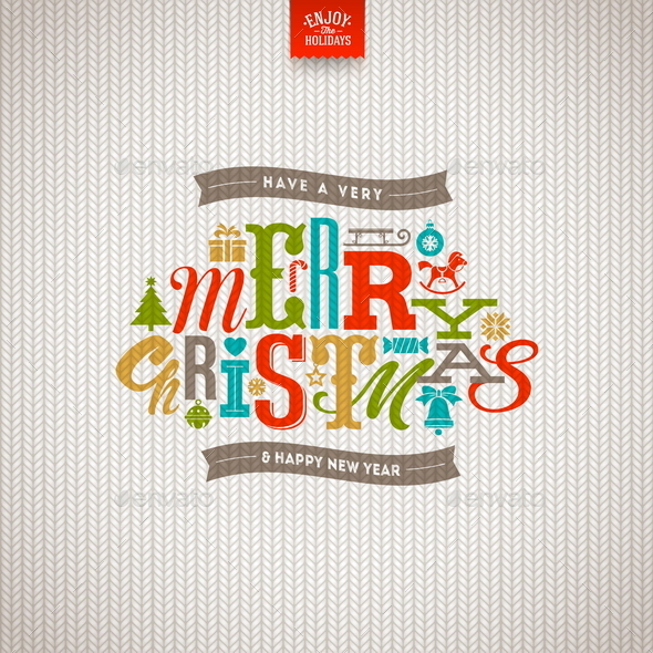Christmas Type Design on a Knitted Background