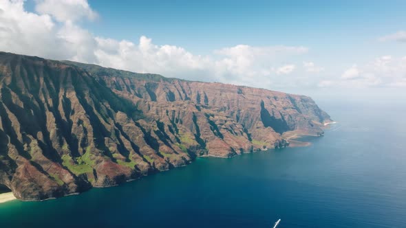 Epic Kauai Coast Aerial Background with Copy Space Adventure Travel Concept