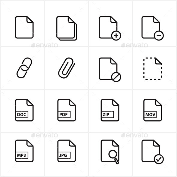 Flat Line Icons File Icons Vector Illustration