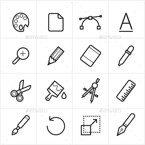 Flat Line Icons Graphic Design and Creativity Icon
