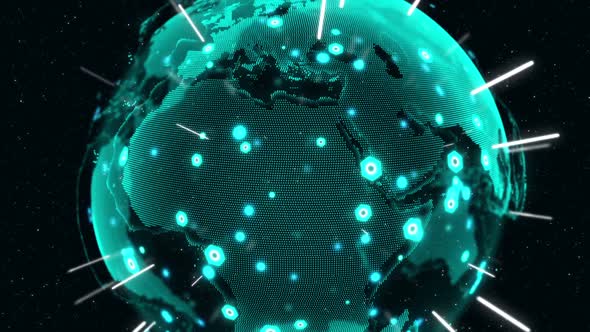 3D Digital Earth shows concept of global network. alt