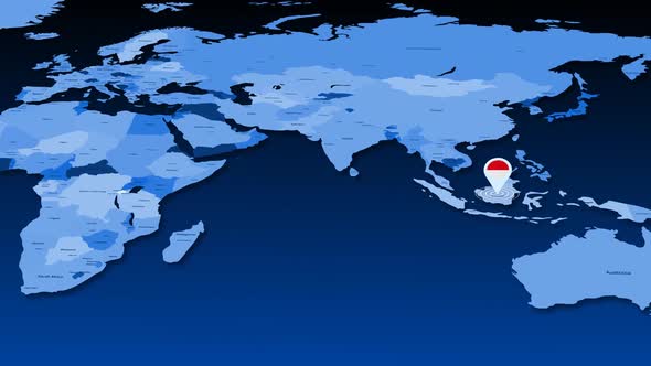 Indonesia Location Tracking Animation On Earth Map