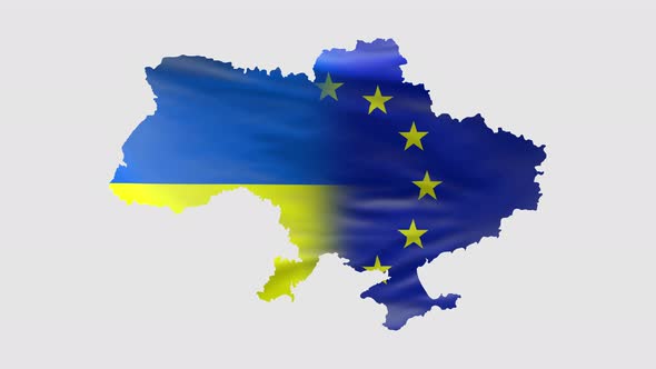 Europe and Ukraine flag flutters together
