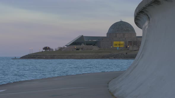 The Adler Planetarium in the evening