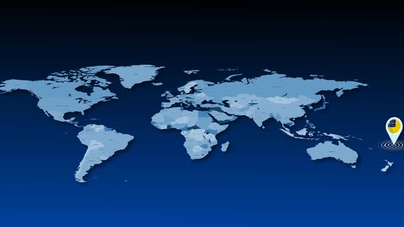 Niue Location Tracking Animation On Earth Map