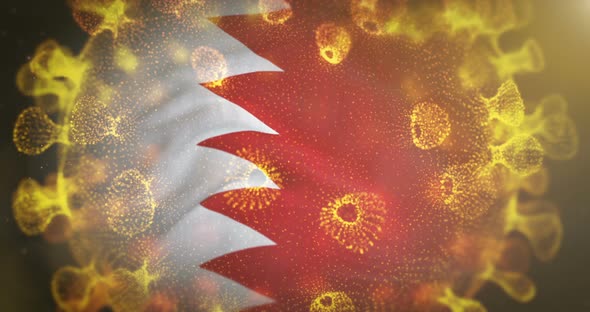 Bahrain Flag With Coronavirus Microbe Centered 4K