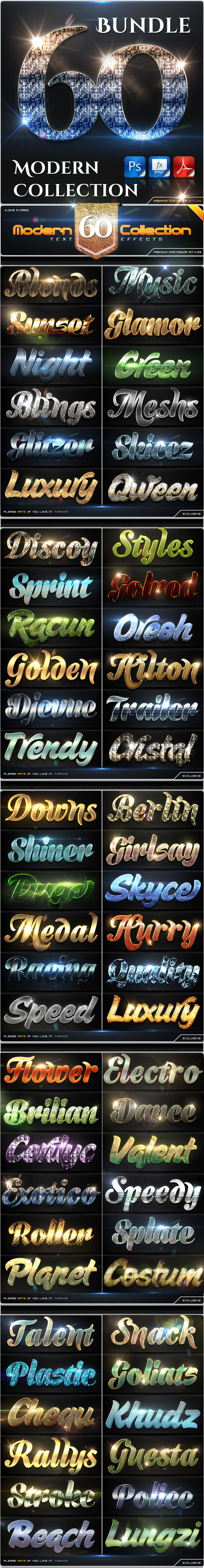 60 Modern Collection Text Effect Styles Bundle