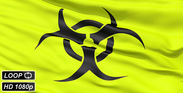Yellow Biohazard Symbol Wavy Fabric.