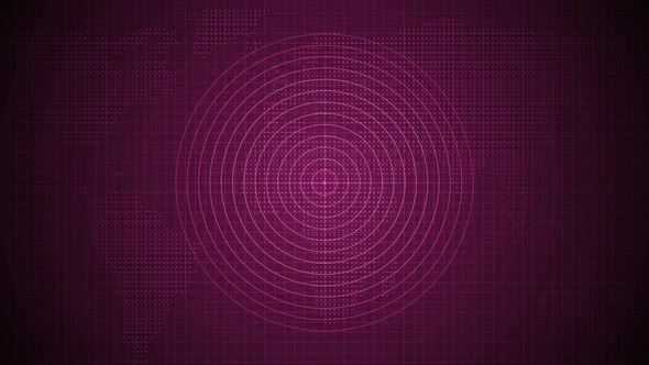 Pink Radio Wave Animated On Earth Map