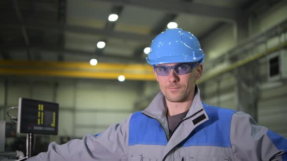 Caucasian Worker Wearing Safety Glasses
