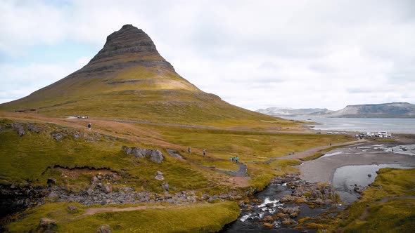 Kirkjufell Mountains and Waterfalls in Summer Season Iceland