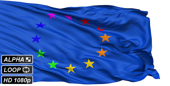 Isolated Waving Gay Rainbow Flag of Europe