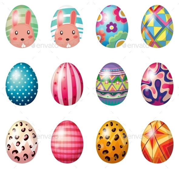 Easter Eggs with Colorful Designs