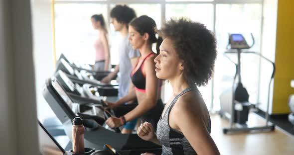 Picture of People Running on Treadmill in Gym