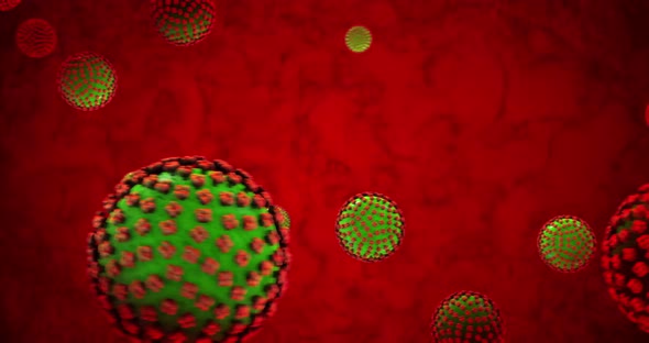 An abstract animation virus in the bloodstream background.