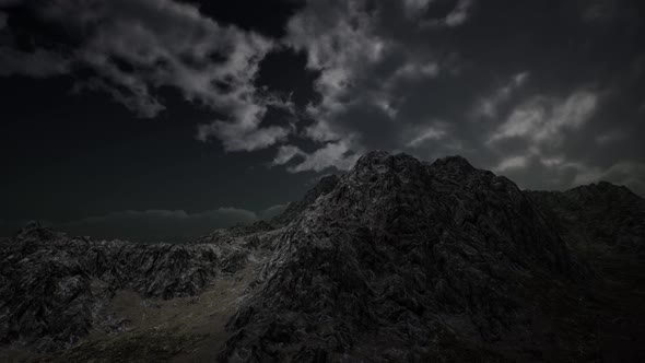 Dramatic Storm Sky Over Rough Mountains