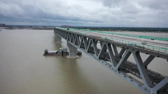 Aerial view of Padma bridge, Dhaka, Bangladesh.