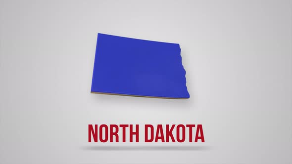 Animated Line Map Showing the State of North Dakota From the United State of America