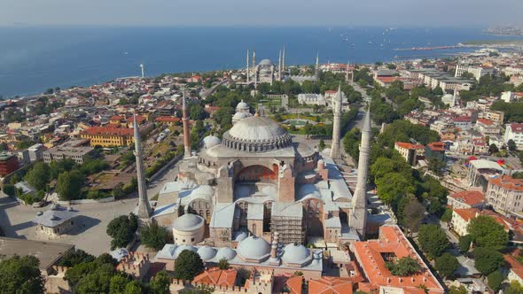 Slowly flying towards Hagia Sophia