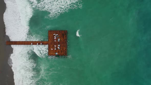 Storm at Sea Filmed on a Drone in the Sunset