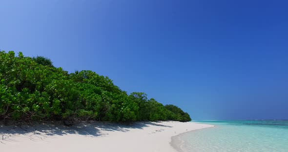 Natural overhead island view of a white paradise beach and turquoise sea background in best quality 