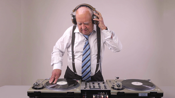 Very Funky Elderly Grandpa Dj Mixing Records