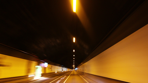 Timelpase Driving Through Tunnel Lights