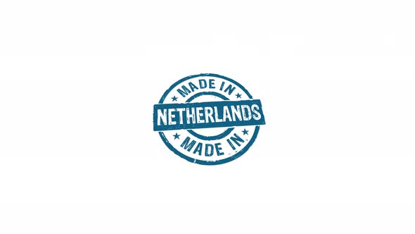 Made in Netherlands stamp and stamping isolated animation