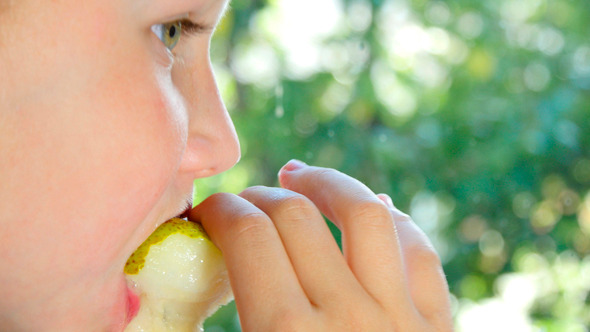 Boy Eating Apple And Looking At The Window 3