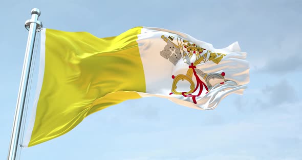 Vatican City Holy See  Flag Waving  Loop  4K 