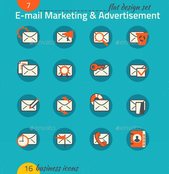 Business Icon Set. E-mail Marketing, E-commerce