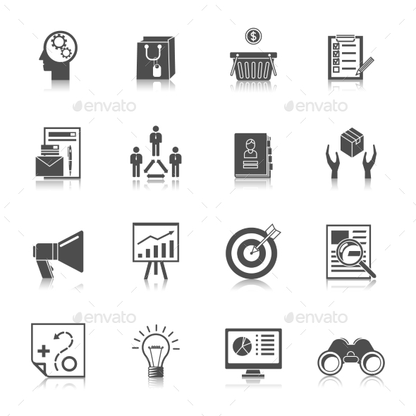 Marketers Black Icons Set