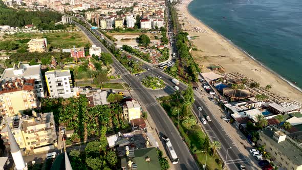 Colorful Panorama over the city Aerial View 4 K Alanya Turkey