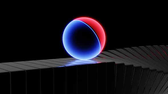 Rolling Neon Red and Blue Ball