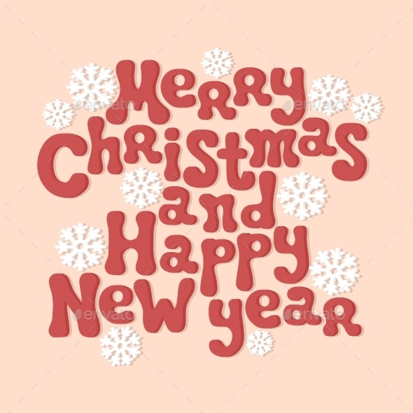 Merry Christmas and Happy New Year Lettering