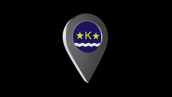 3d Animation Map Navigation Pointer With Flag Of Kinshasa (Comoros) With Alpha Channel - 2K