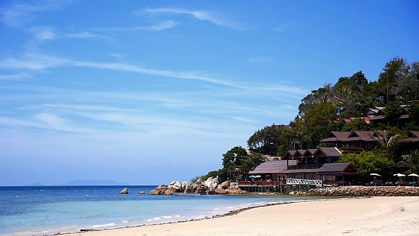 Tropical Paradise Beach with Bungalows