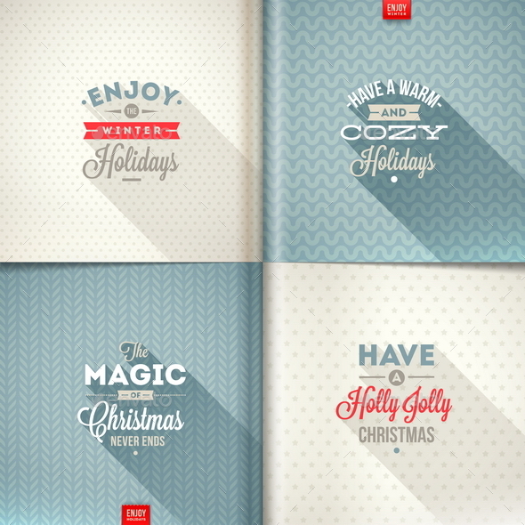 Set of Christmas Type Design with Long Shadow