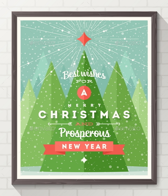 Frame with Flat and Type Design Christmas Poster