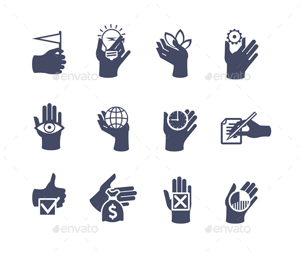 Hands Icon Set for Website or Application