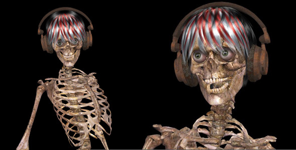 Female Skeleton Dancing In Headphones alt