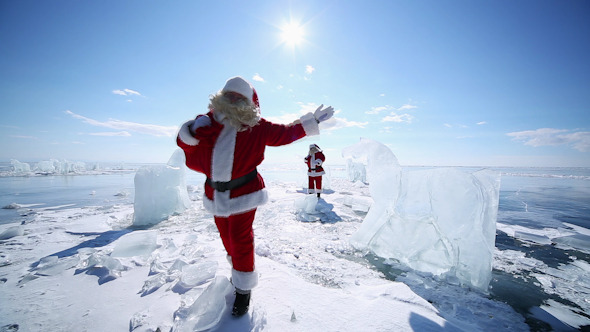 Santa Passes Glacial Horses  