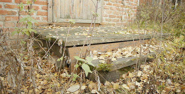 Abandoned Red Brick Building Porch alt