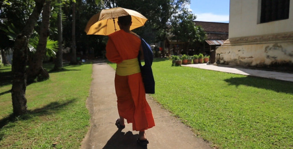 Buddhist Monk Walking