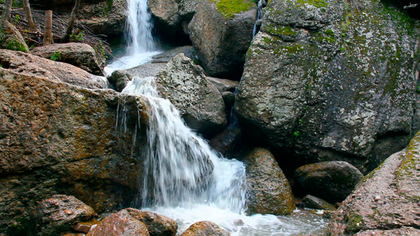 Waterfall Kukrauk In Russia, Ural