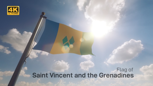 Saint Vincent and the Grenadines Flag on a Flagpole V2 - 4K