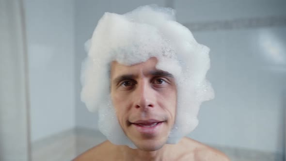 Dancing Man with Foam on His Head