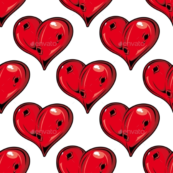 Red Valentines Hearts Seamless Pattern